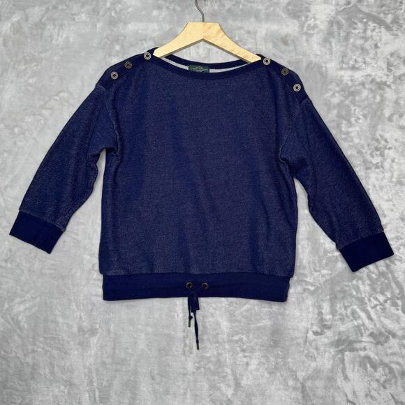 Lauren Ralph Lauren Sweater Womens Petite Medium Button Shoulder Terry Top - Picture 1 of 8